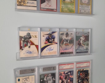 Graded Slabs & ONE TOUCH Trading Card Display Floating Shelf - Displays 12 Cards