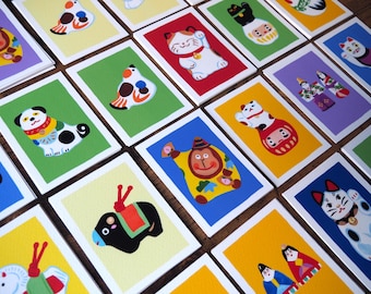 petites cartes de masques et jouets japonais à offrir