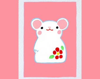 Petite carte figurine Souris à offrir
