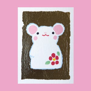 Carte Souris dorée à la main à offrir