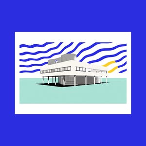 Illustration Le Corbusier La Villa Savoye Art Print A4 A3 or B2