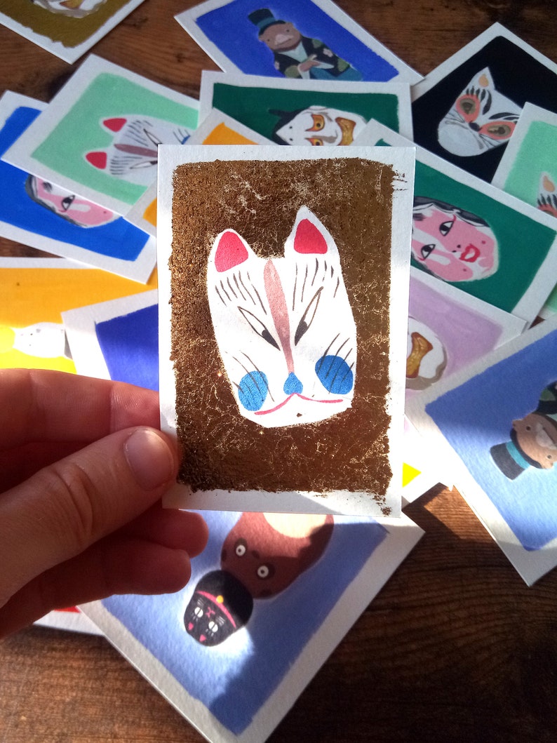 Cartes masques et jouets japonais dorées à la main à offrir image 4