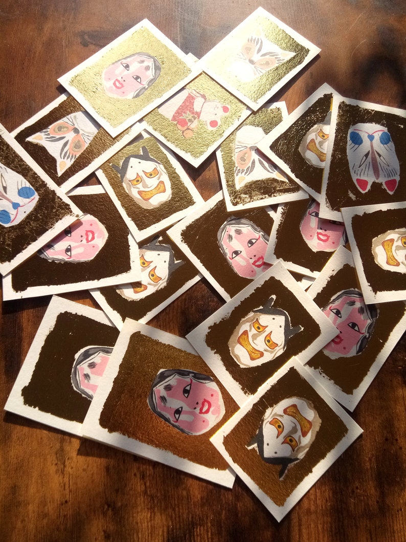 Cartes masques et jouets japonais dorées à la main à offrir image 5