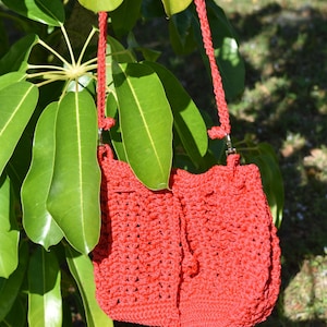 Red handmade crochet Shoulder Bag.