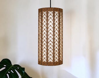 Misty Mountain Hop Pendant Lamp | 18” Wood Hanging Light | Geometric Pendant Lighting