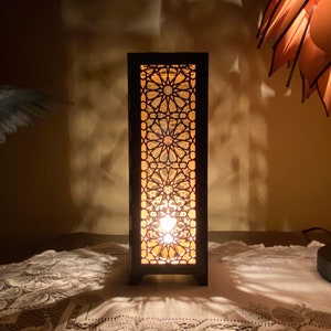 Handmade Lamp in Laser-cut Wood With Projection of Shadows 