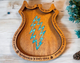 Jerry Garcia's Wolf Guitar 13 inch Tray, Stash Holder, Laser-Cut Wood, Made to order