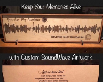 Custom SoundWave Artwork: Song or Video Link of your choice - Engraved with QR Code linking to website, Made to order PLEASE READ