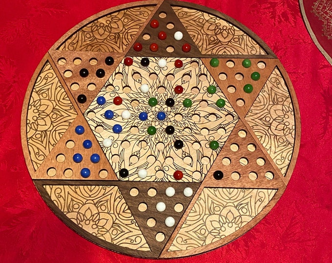 Chinese Checkers Wood Game, Handmade, Family Game Night, Heirloom quality Game board  + Marbles
