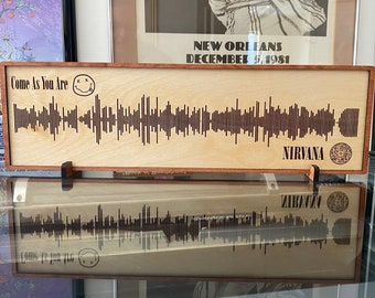 SoundWave Artwork: Nirvana, “Come As You Are” Soundwave. Engraved with QR Code, listen to song, made to order