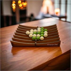4-in-a-Row Wood & Marble Travel-Sized Game – Handmade, Family Fun, 30 Marbles + Bag, Optional Box with Slide Lid | Made to Order