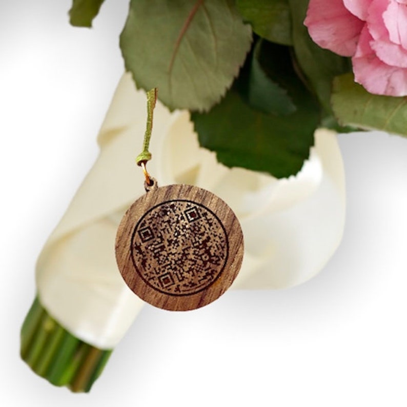 Custom Engraved Charm With QR Code, Personalized Wedding Bouquet ...