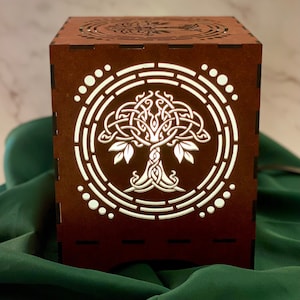 Celtic Knot Tree of Life Light Box, 6 x 6, Table, Meditation, Mandala Lamp, Yoga - Laser-Cut, Wood, hand made to order