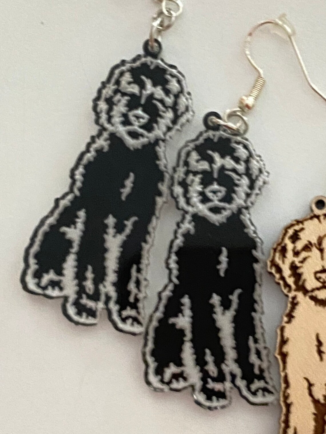 Laser Cut Wood Earrings: “doodle Dog” - Lightweight Wood or Acrylic ...