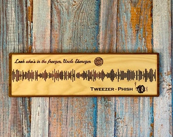SoundWave Artwork: Phish, “Tweezer”. Engraved with QR Code song link on popular music app, Made to order