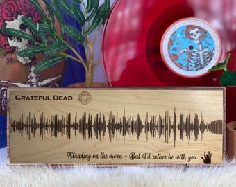 SoundWave Artwork: Grateful Dead, Standing on the Moon Soundwave. Engraved with QR Code, listen to song, made to order