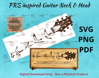 Digital File: PRS Guitar Wall Hanging, Framed Panel, SVG, pdf, png, cut file, Glowforge tested
