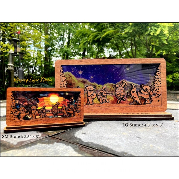 Grateful Dead Inspiriert Holz & Glasmalerei Stil Suncatcher | Kantenhocker | Kosmische Galaxie, Sternennacht, Sonnenaufgang/Set | Handgemacht, um zu bestellen