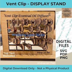 Fichier numérique : Support de présentation pour diffuseur d'huiles essentielles à clip de ventilation - fichier de découpe svg, pdf, testé avec Glowforge - Aucun produit physique - Image incluse - À LIRE
