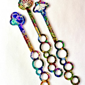 Boho Whimsical Bubble Wands, Laser-Cut Acrylic Custom Engraved, Made to order image 3