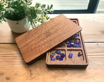 Mancala Board Game, Handmade, Family Game Night, 48 natural agate stones + Gamebag. Custom-made to order. Personalization is available.