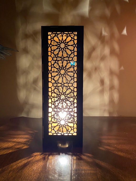Daisy Wood Table Lamp, Light Box - Laser-cut, Wood