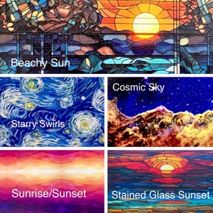 Grateful Dead Inspired Wood & Stained Glass Style Suncatcher Shelf Sitter Cosmic Galaxy, Starry Night, Sunrise/Set Handmade to order image 9