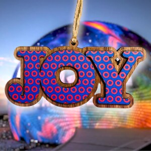 JOY Ornament | Phish Inspired, Donut Pattern, Holiday Decor, Handmade, Wood Christmas Ornament, Merry Phishmas
