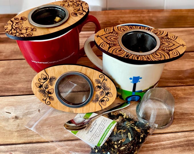 Handmade Cherry Wood Tea Strainer - Customizable Loose-Leaf Tea Infuser with a Natural Touch | Boho Chic