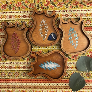 Jerry Garcia&#39;s Wolf Guitar 5 inch Tray, Pick Holder, Laser-Cut Wood, Made to order