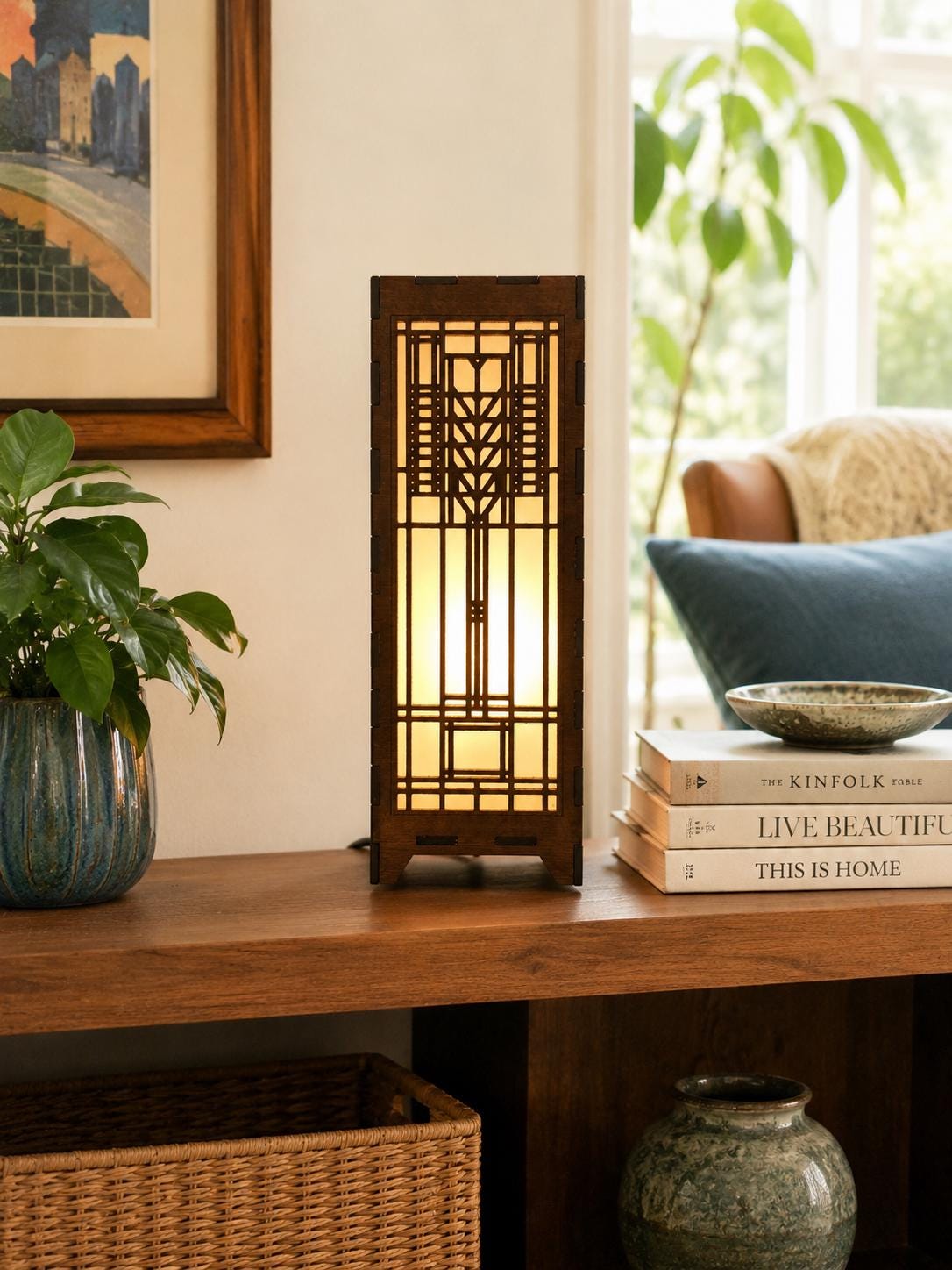 フランク・ロイド・ライト ヴィンテージステンドグラス 生命の木 ツリーオブライフ Tree of Life Frank Lloyd Wright Lamp - Etsy