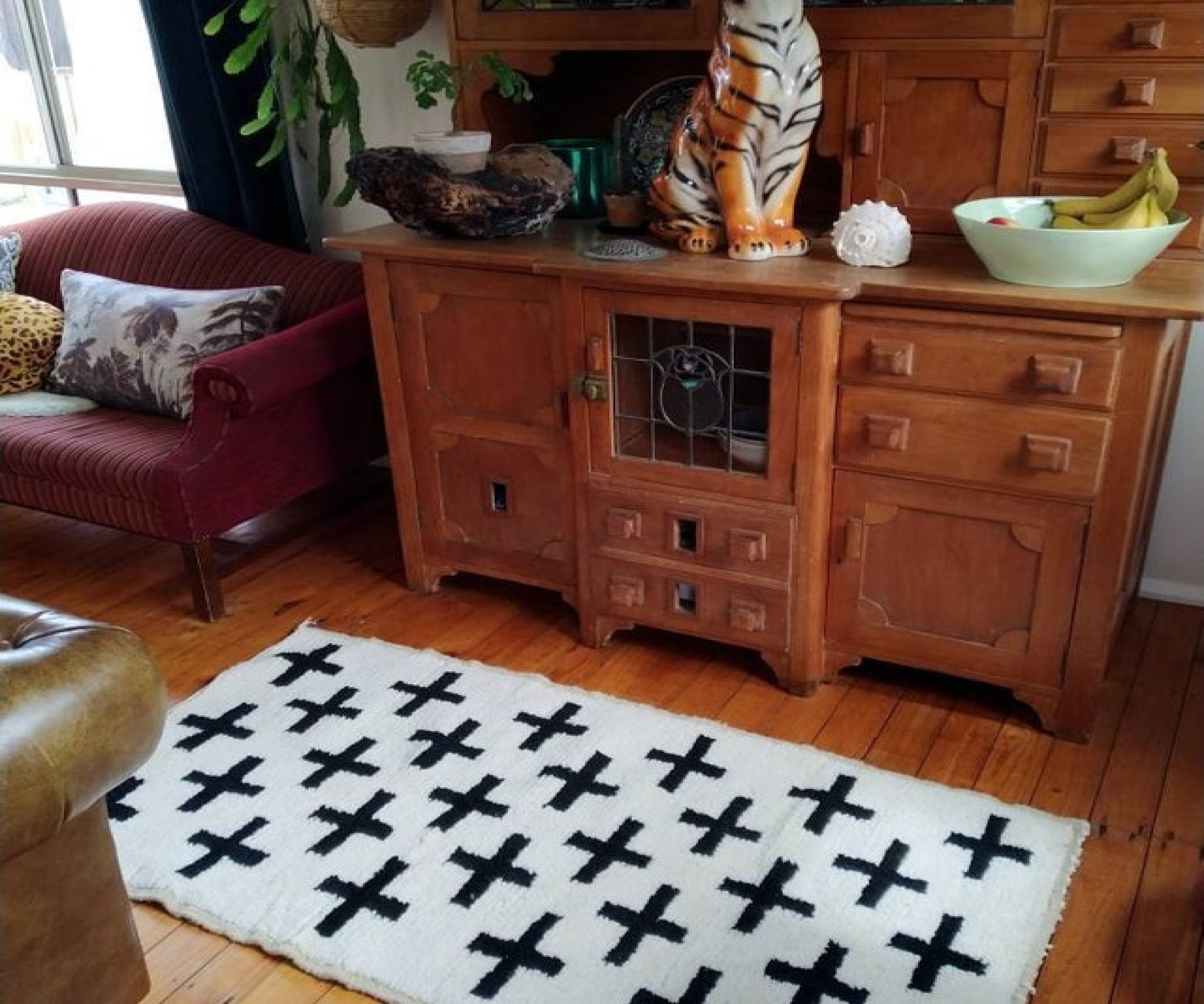 Tapis à Damier Berbère -Tapis à Carreaux Marocain - Tapis en Damier Damier