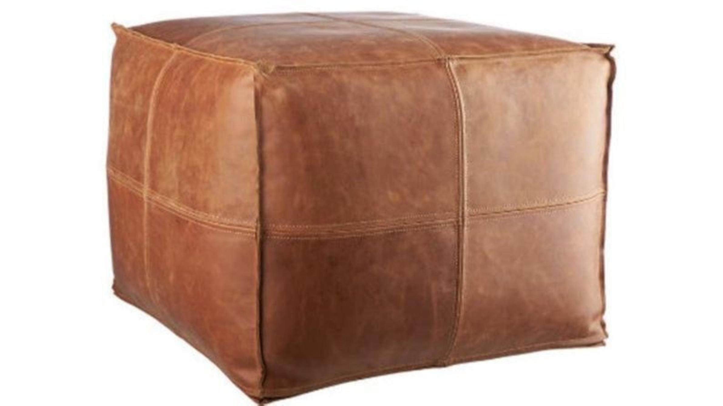 Incroyable Pouf Carré Ottoman en Cuir Marocain, Ottoman, Tabouret de Pied Fait à La Main Léger