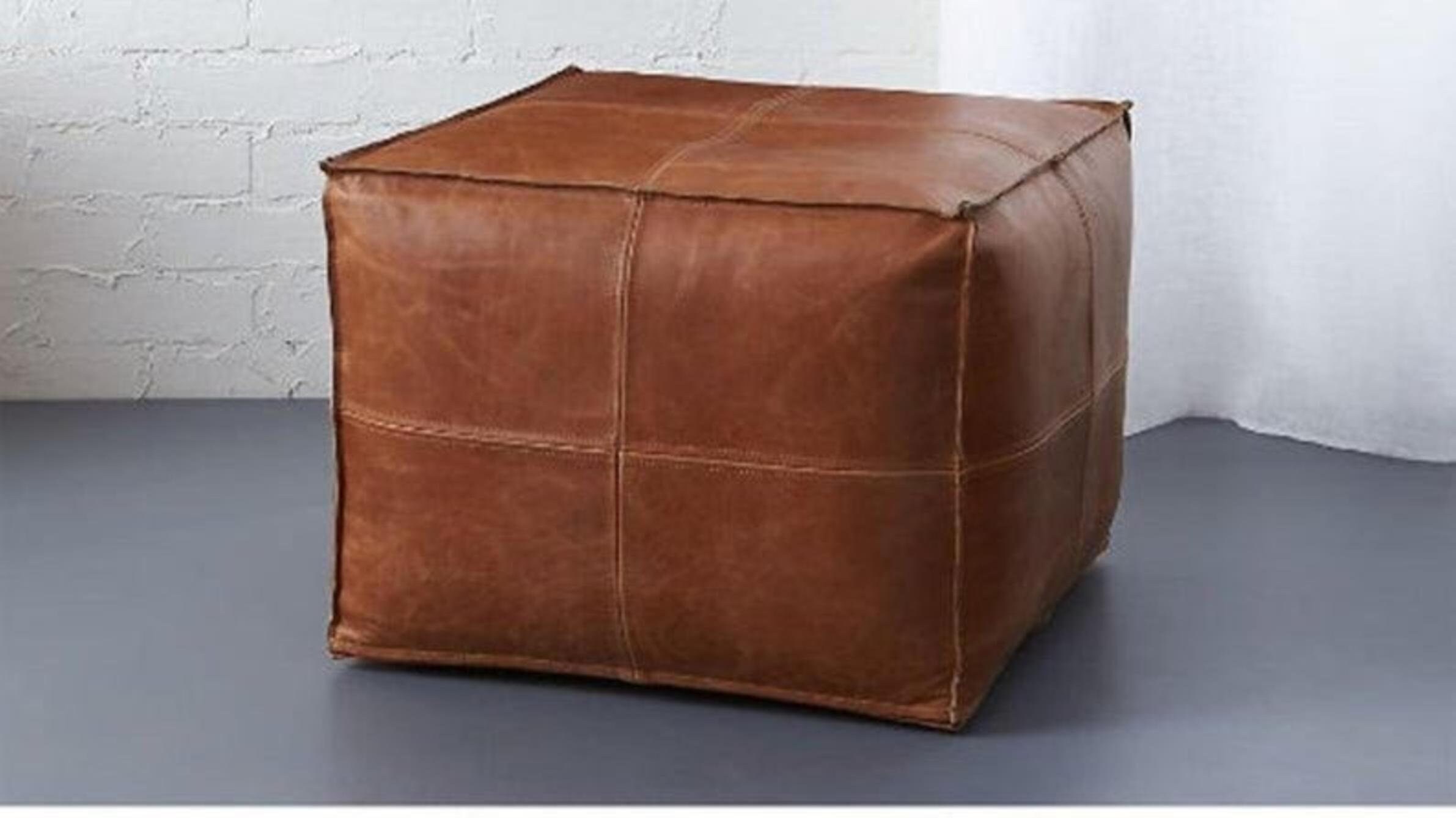 Incroyable Pouf Carré Ottoman en Cuir Marocain, Ottoman, Tabouret de Pied Fait à La Main Léger