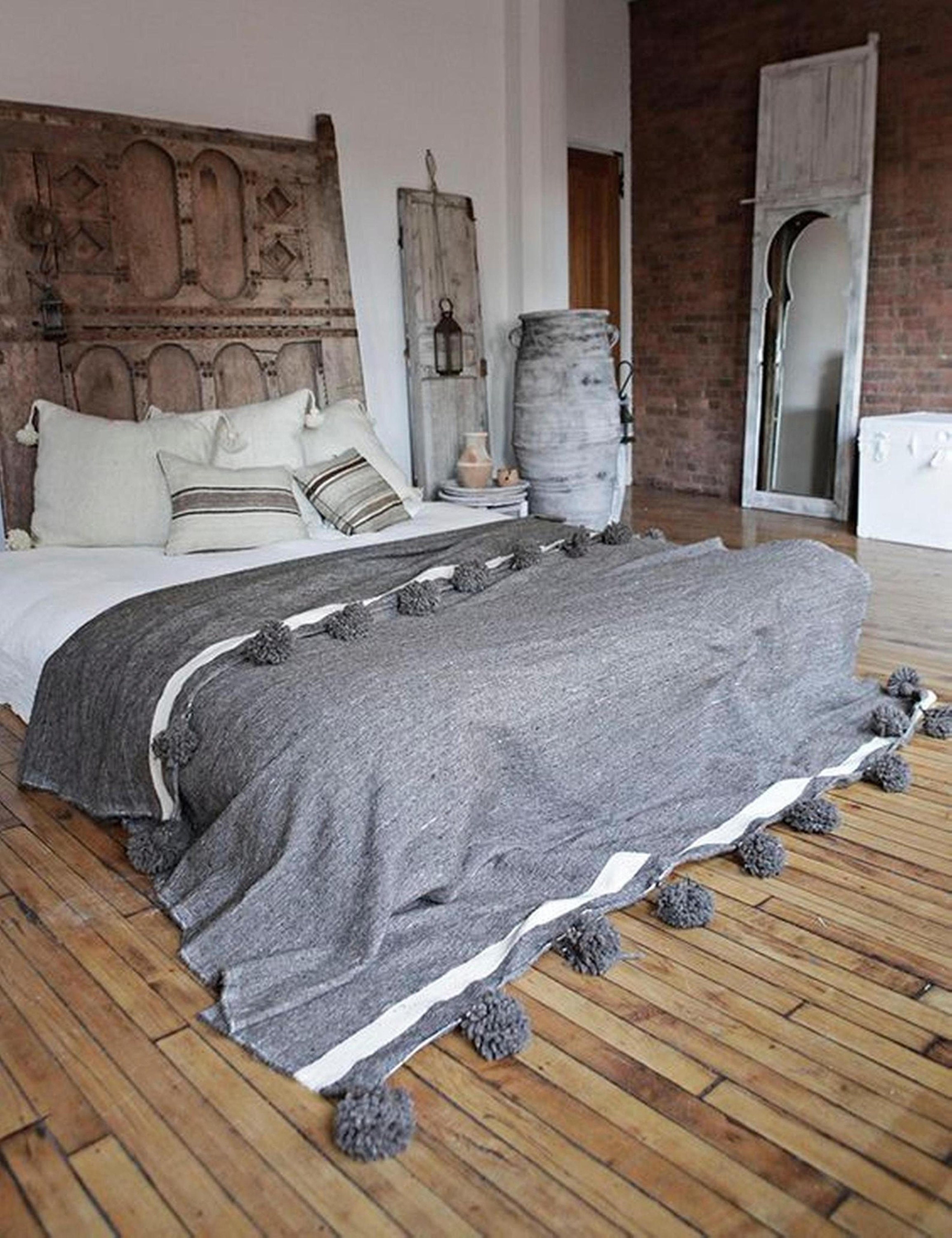 Couverture Pompon Marocaine, Couverture de Chambre à Coucher, Marocaine, Pompon, Cadeau Marocain, Li