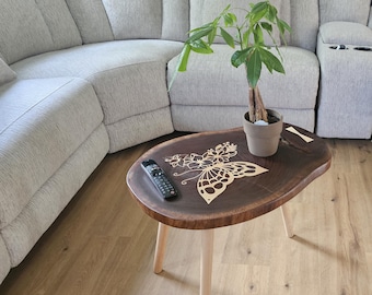 Black Walnut Coffee/End Table with Maple inlay/epoxy design.