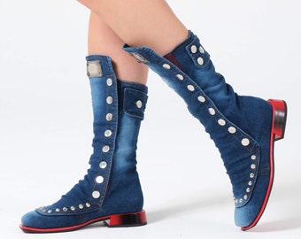 Custom Denim Ugg Boots Denim Patchwork 