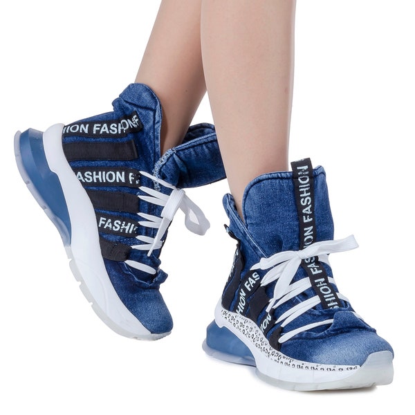 Denim Fabric Sports Shoes Sneakers Design