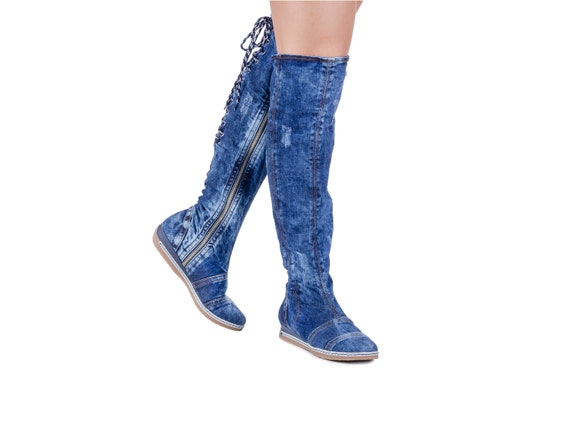 stiefel aus jeansstoff damen