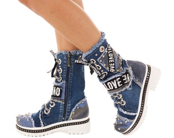 denim jean boots