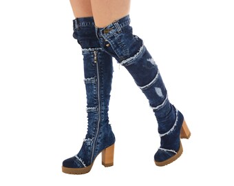denim boots amazon