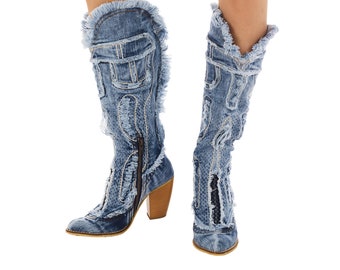 denim boots amazon