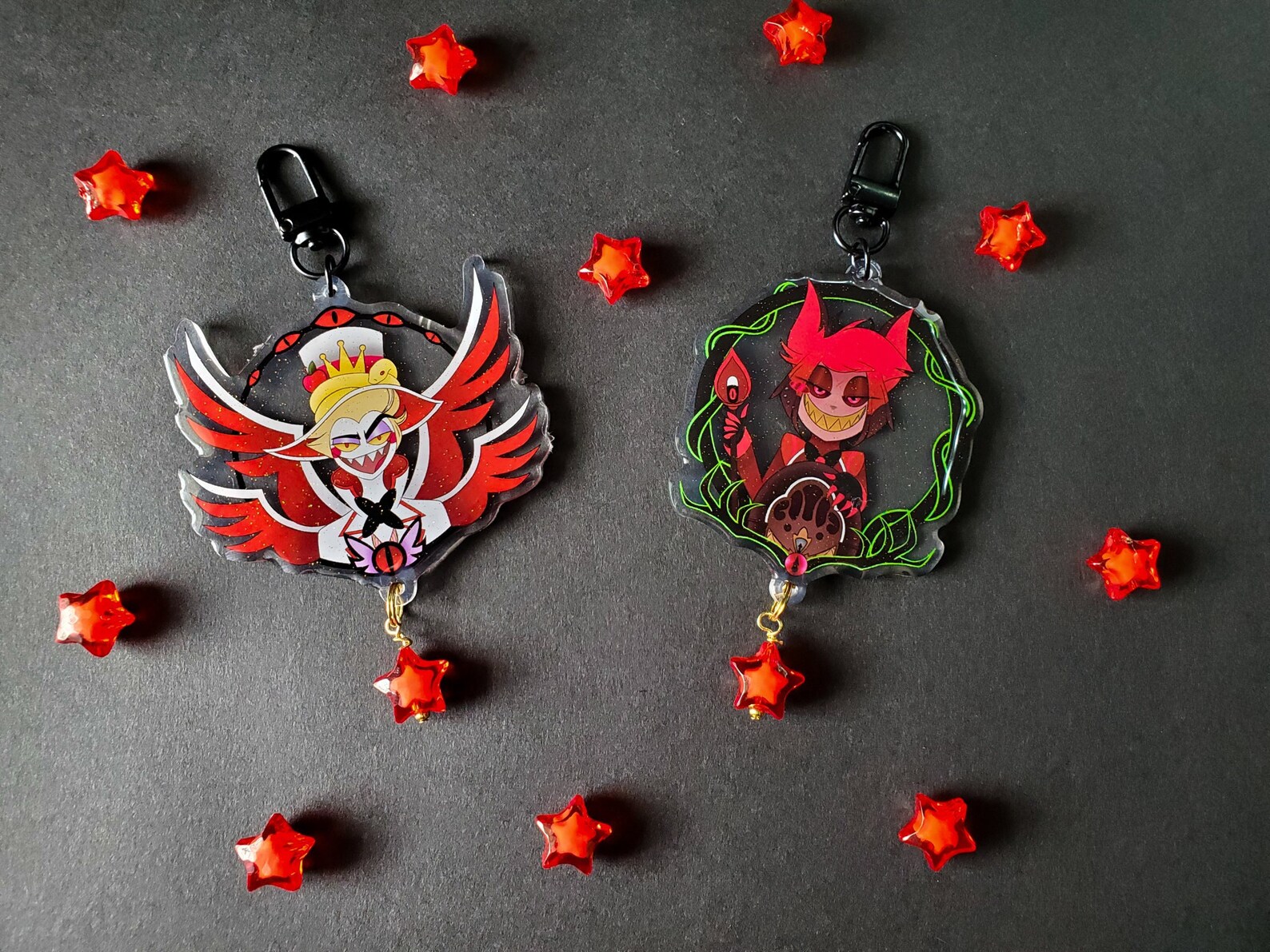Hazbin Hotel Keychains, Alastor and Lucifer - Etsy