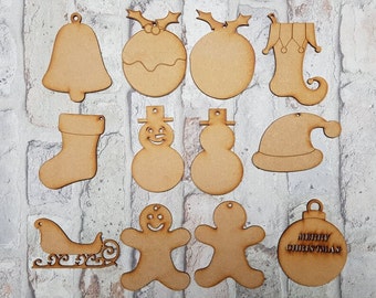 10x Gingerbread man MDF Laser Christmas shape blanks Crafts  Embellishment tag