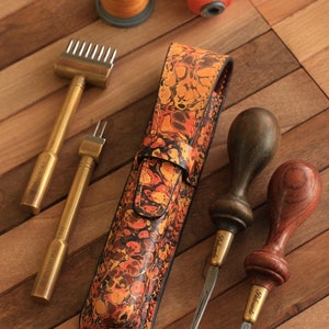 Full Marbled Leather, Leather Fountain Pen Case , Single Pen, Luxury Pen Case, Unique Pen Case