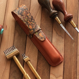 Fountain Pen Case , Single Pen, Luxury Pen Case, Marbled Leather, Unique Pen Case