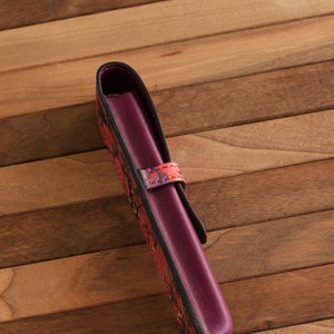 Fountain Pen Case , Single Pen, Luxury Pen Case, Marbled Leather, Unique Pen Case image 4
