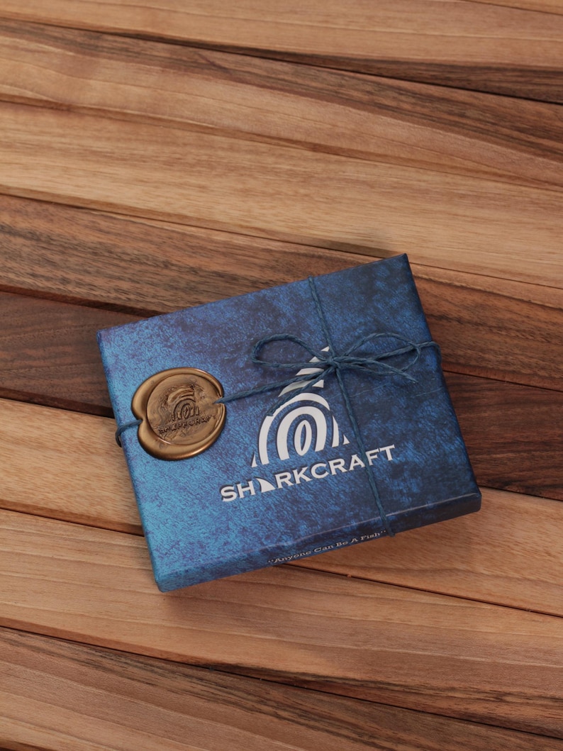 Cartera plegable Ocean Concept, cartera de cuero hanmade, cartera clásica para hombres, cartera hecha a mano para hombres, regalo de pescador imagen 10