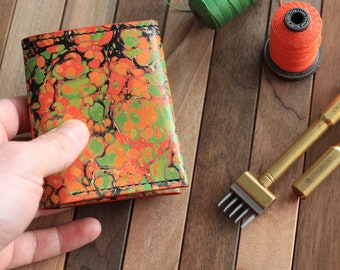 Cartera unisex, arte marmoleado, cartera de cuero, regalo del día de la madre, cartera delgada para hombres, cartera vegana para hombres, arte Ebru