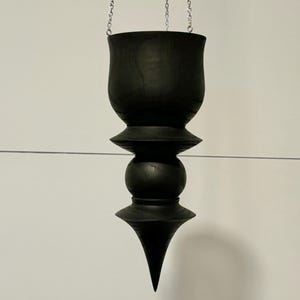 Wood Turned Hanging Tea Light Holder: Black India Ink Finish